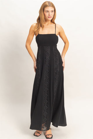 Woven Lace Trim Maxi Dress