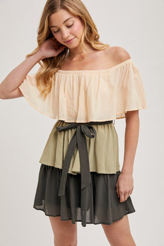 Color Block Tiered Dress