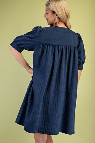 Lightly Textured Mini Dress With A U-neck