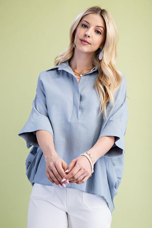 Lightweight V-Neck Popover Shirt