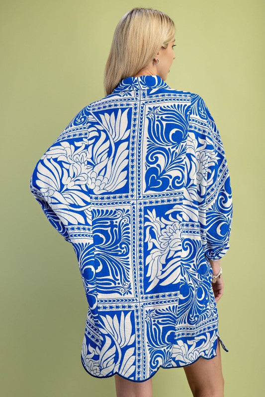 Marbled Bandanna Print Relaxed Fit Shirt Dress