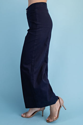 Wide Leg Pants In A Stretchy Denim-like Fabric