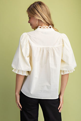 Trim Detail Button Down Blouse
