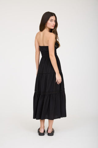 Front Tie Keyhole Detail Strapless Midi Dress