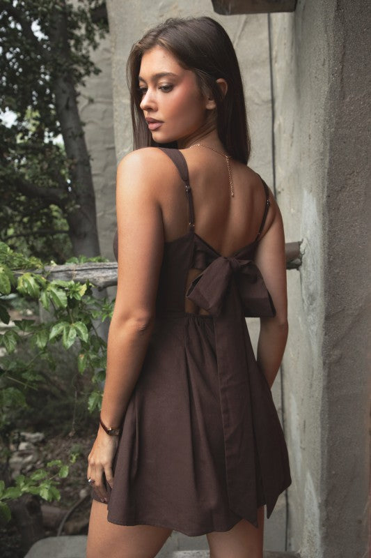 Fit-and-flare Skirt Tied Back Mini Dress