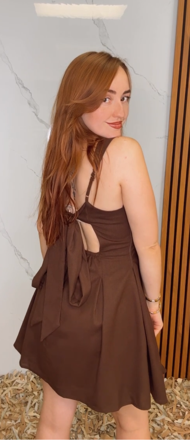 Fit-and-flare Skirt Tied Back Mini Dress