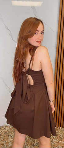 Fit-and-flare Skirt Tied Back Mini Dress