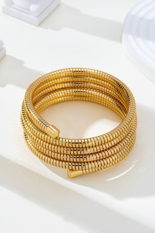 Flexible Coil Snake Chain 4 Row Bracelet