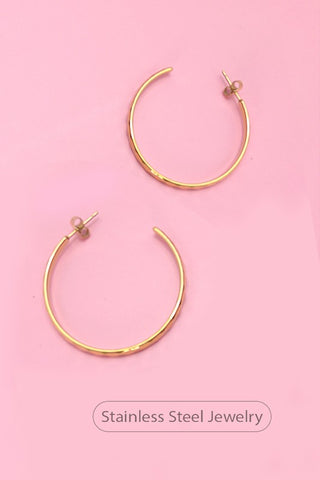 18k Stainless Steel Tarnish Free Hammered Hoops