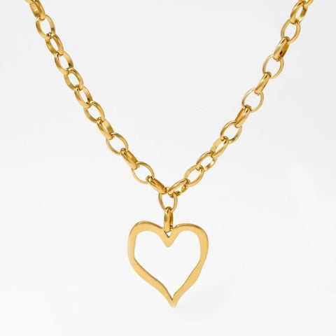 18k Stainless Steel Tarnish Free Heart Necklace