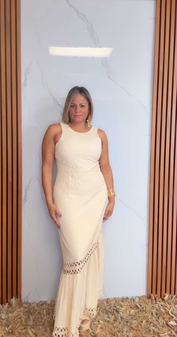 Sleeveless Midi Dress With Trim Cutout