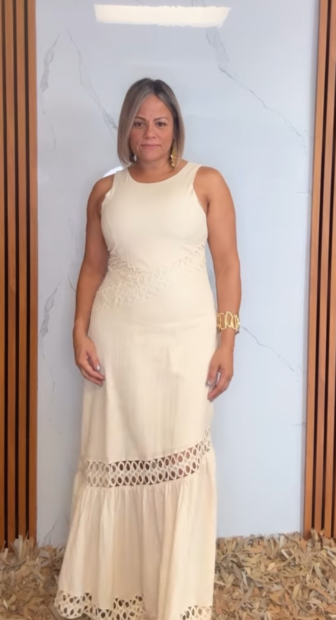 Sleeveless Midi Dress With Trim Cutout