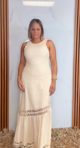 Sleeveless Midi Dress With Trim Cutout