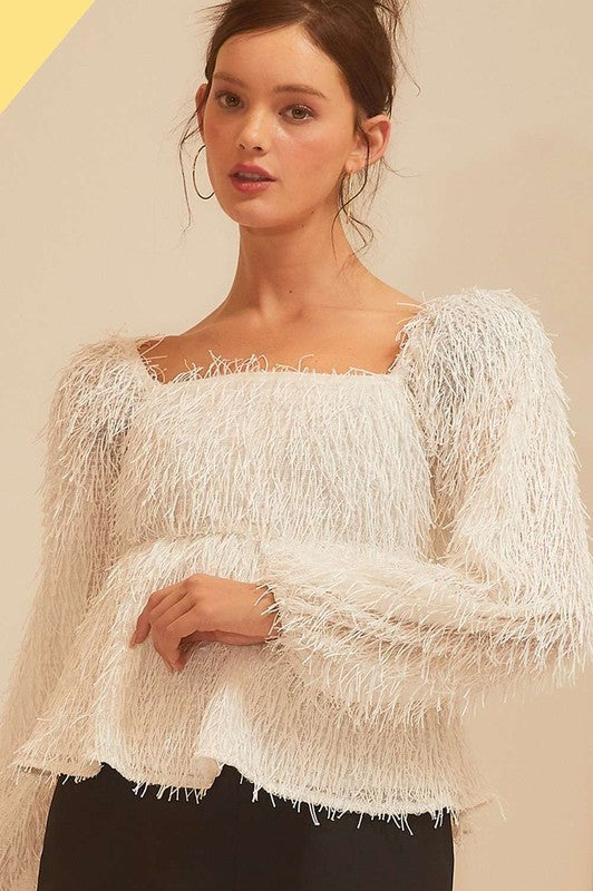 Sparkle Feather Baby doll Top