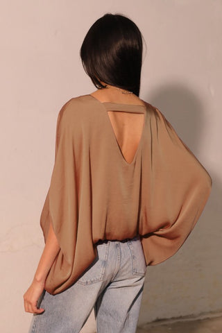 Washed Poly Silk Caftan Top With Back Band