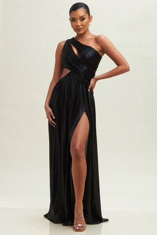 ONE SHOULDER PLEATED GOWN