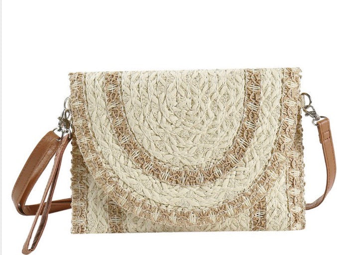 Stitch Detail Straw Clutch & Crossbody Bag