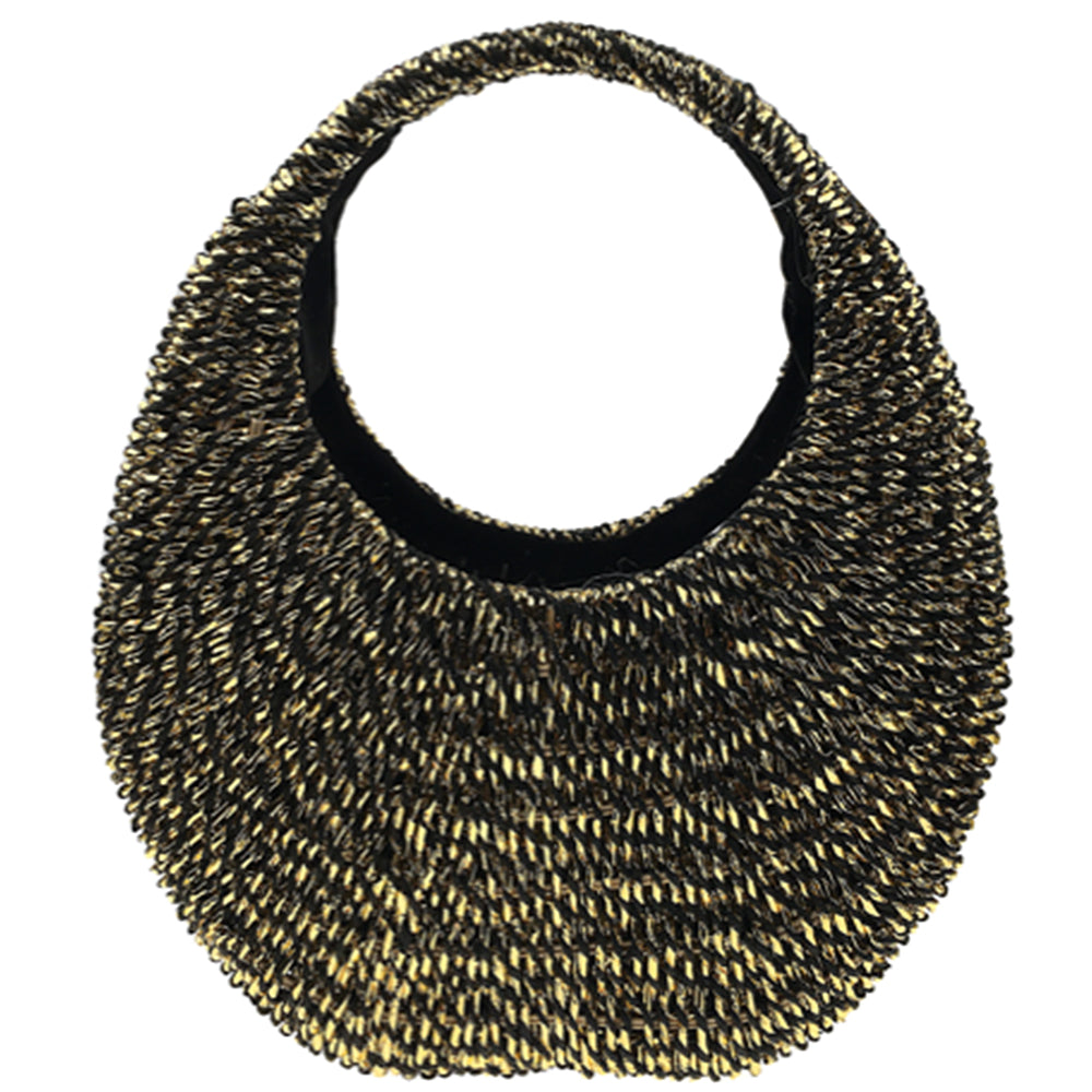 Metallic Woven Straw Shoulder