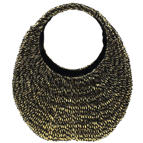 Metallic Woven Straw Shoulder