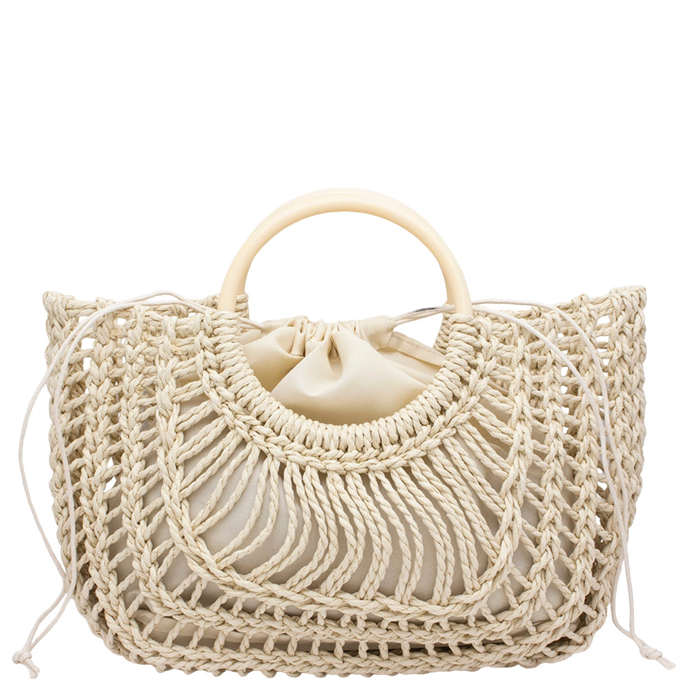 2In1 Woven Tote Bag W Drawstring Pouch