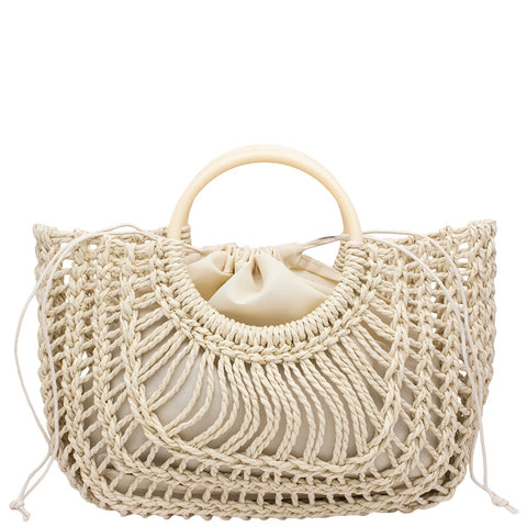 2In1 Woven Tote Bag W Drawstring Pouch