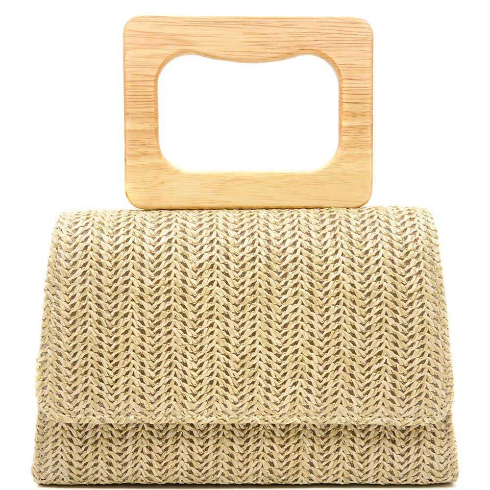 Woven Straw Handle Evening Bag