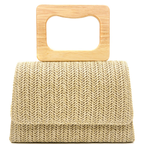 Woven Straw Handle Evening Bag