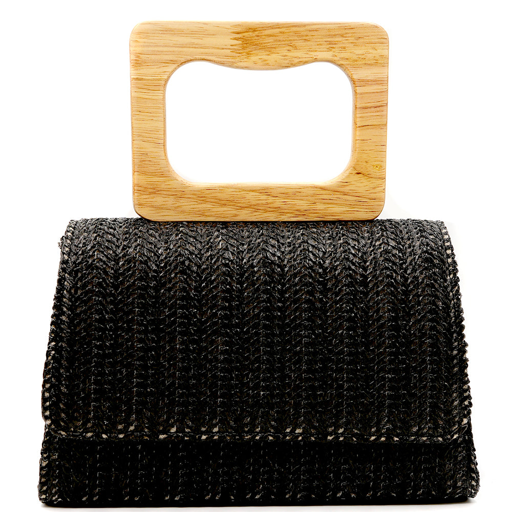 Woven Straw Handle Evening Bag
