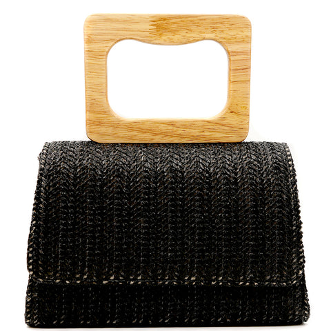 Woven Straw Handle Evening Bag
