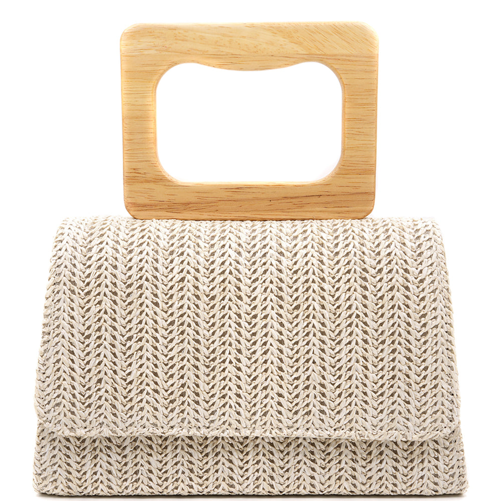 Woven Straw Handle Evening Bag