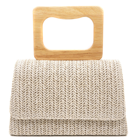 Woven Straw Handle Evening Bag