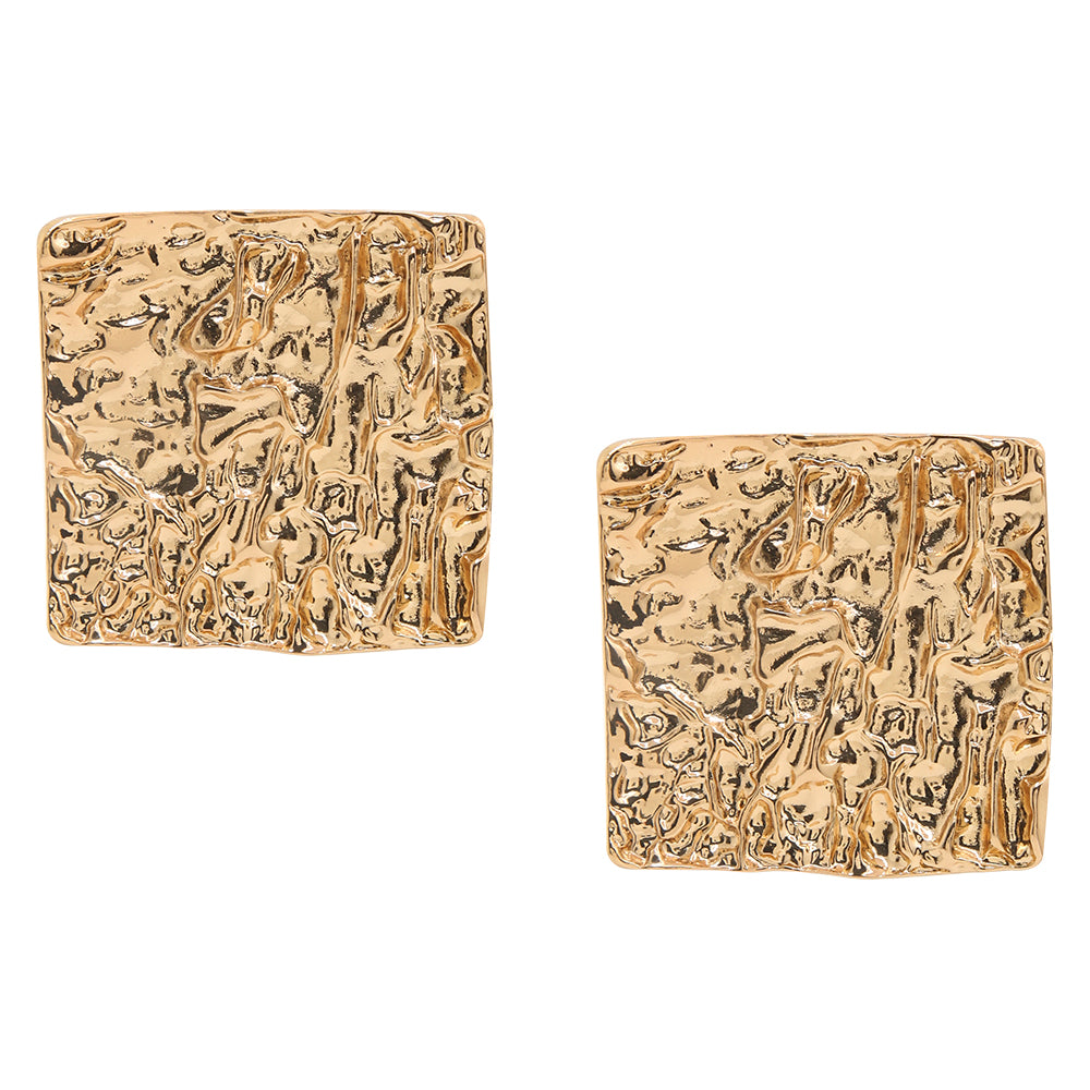 Textured Square Metal Earring