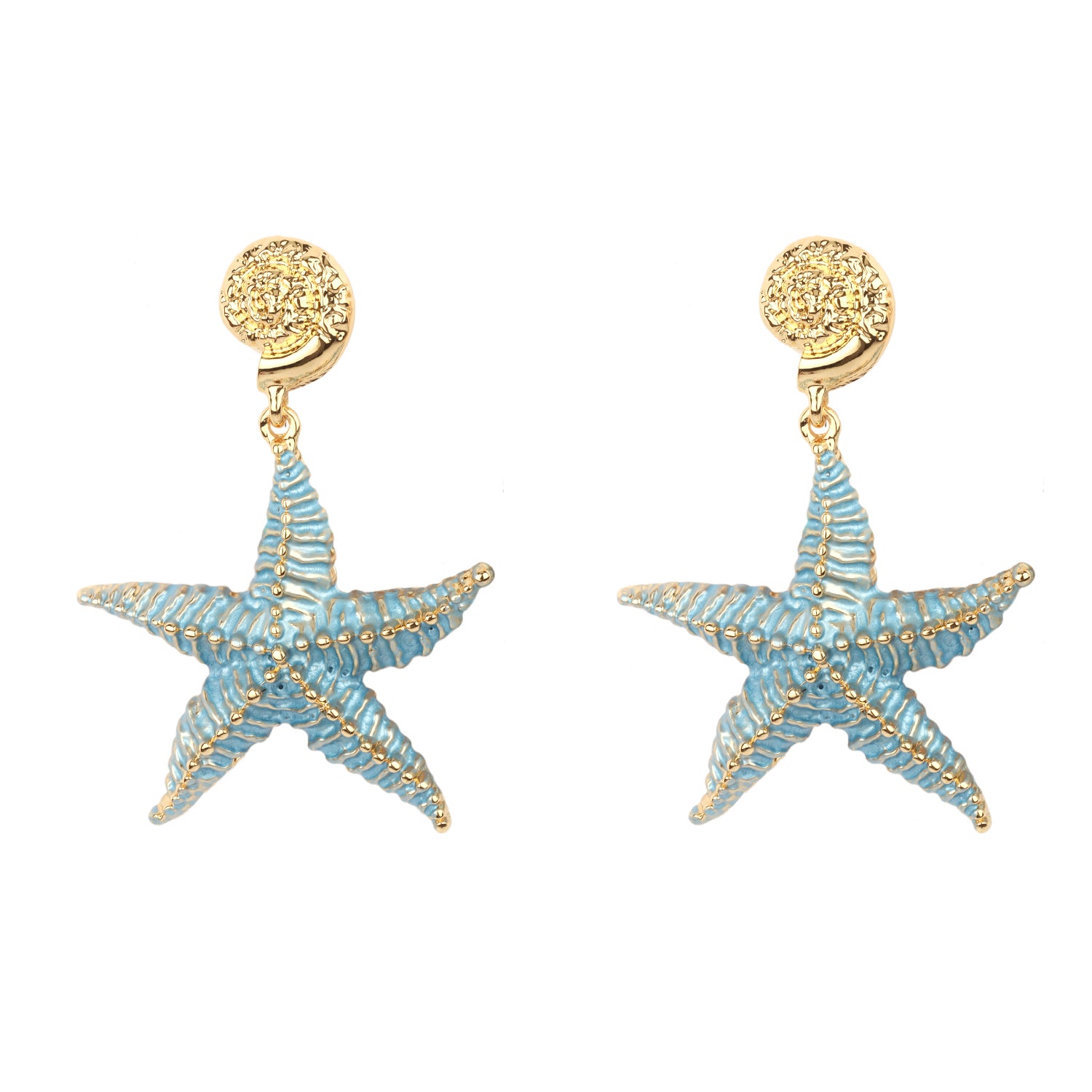 Metal Epoxy Sea Life Shell Post Earring