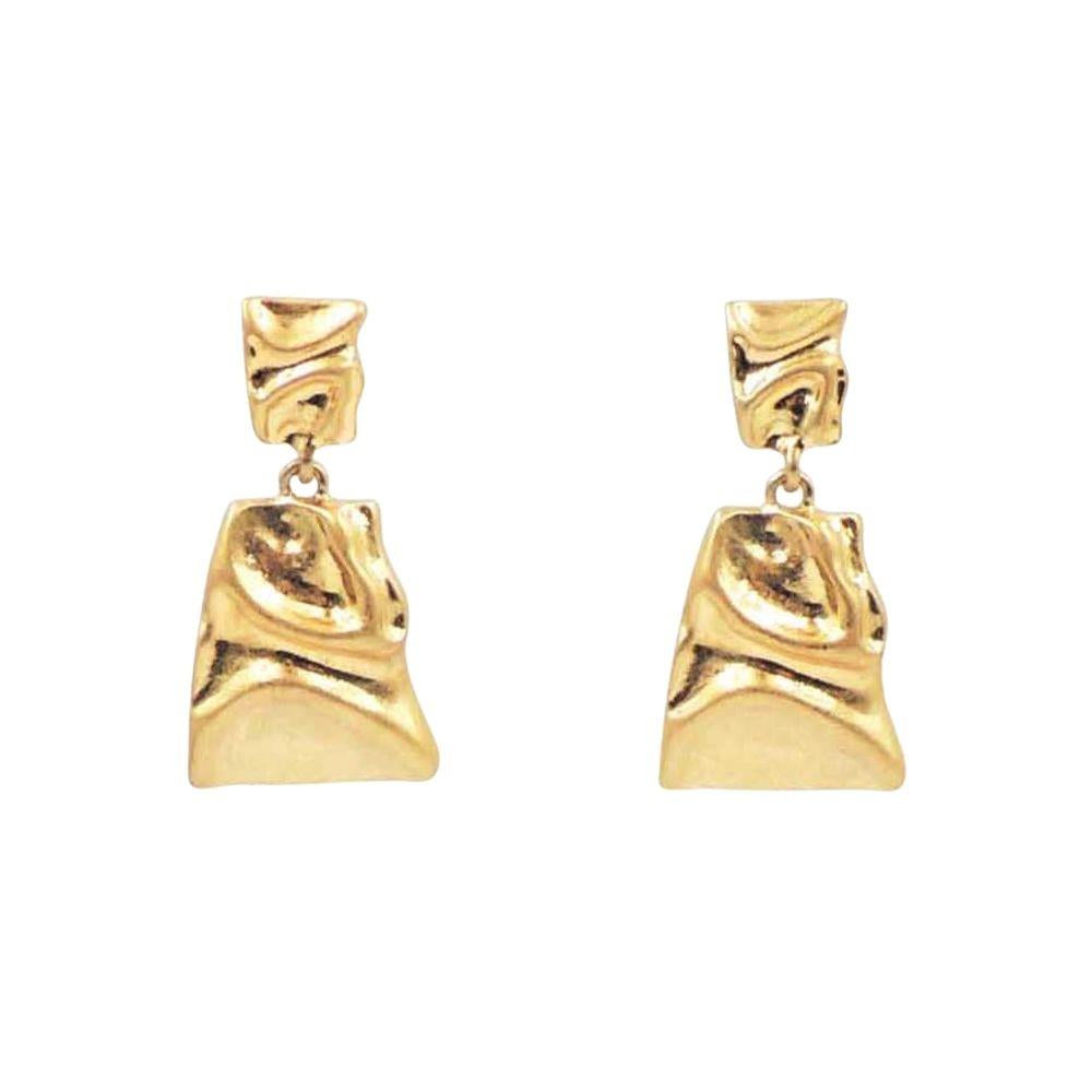 Chunky Rectangle Hammer Drop Earring
