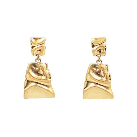 Chunky Rectangle Hammer Drop Earring