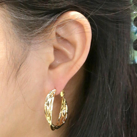 14K Gold Dipped Polished Teardrop Omega Closure Earrings