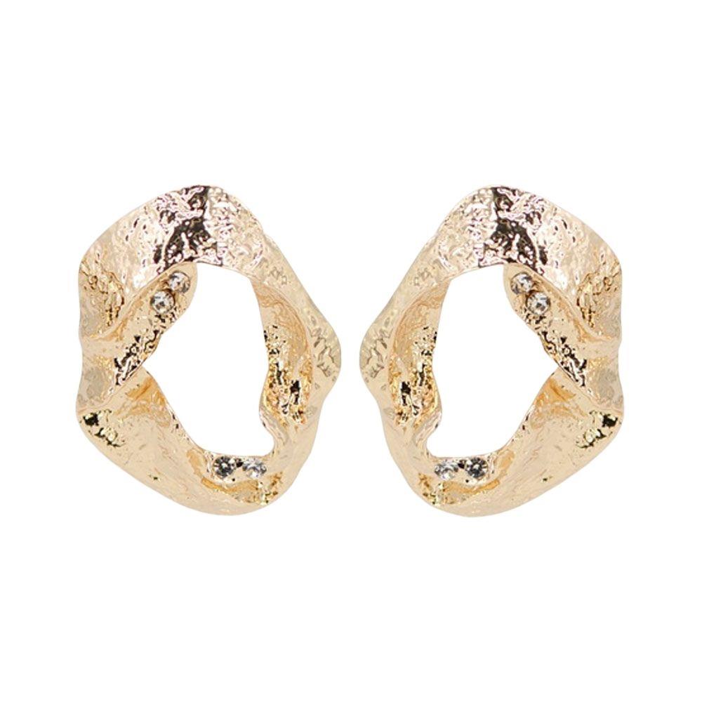 Metal Nugget Round Post Earring
