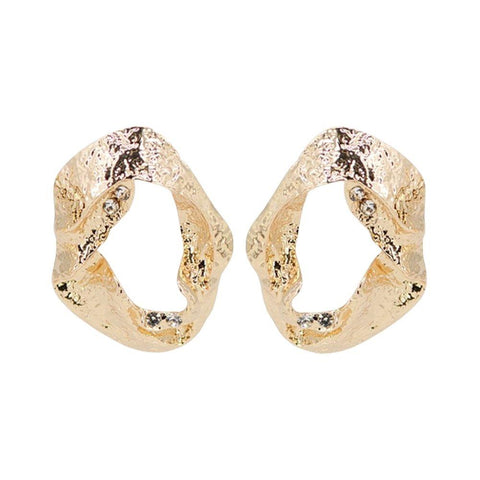 Metal Nugget Round Post Earring
