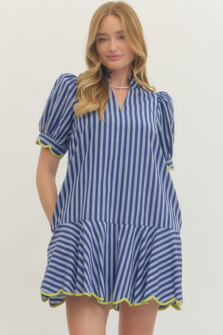 Solid Puff Short Sleeve Mini Dress