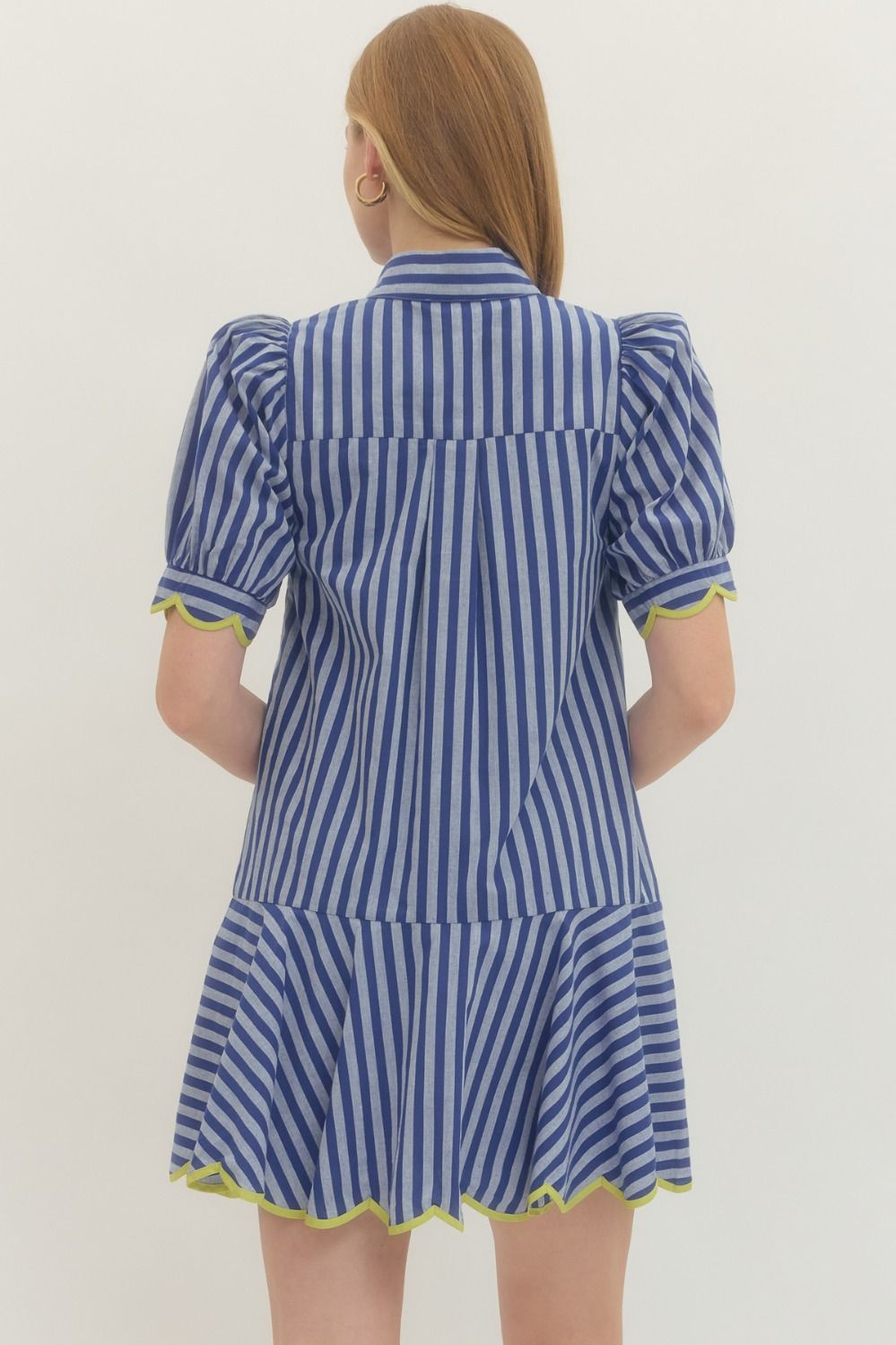 Solid Puff Short Sleeve Mini Dress