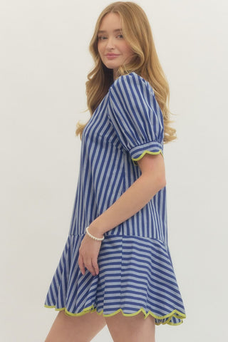 Solid Puff Short Sleeve Mini Dress