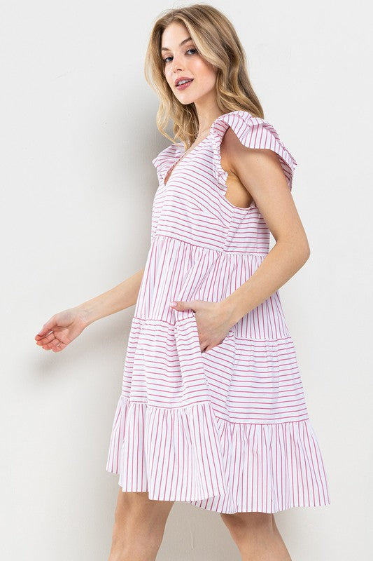 Striped Tiered Mini Dress