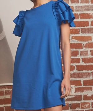 Double Ruffle Sleeve Mini Dress