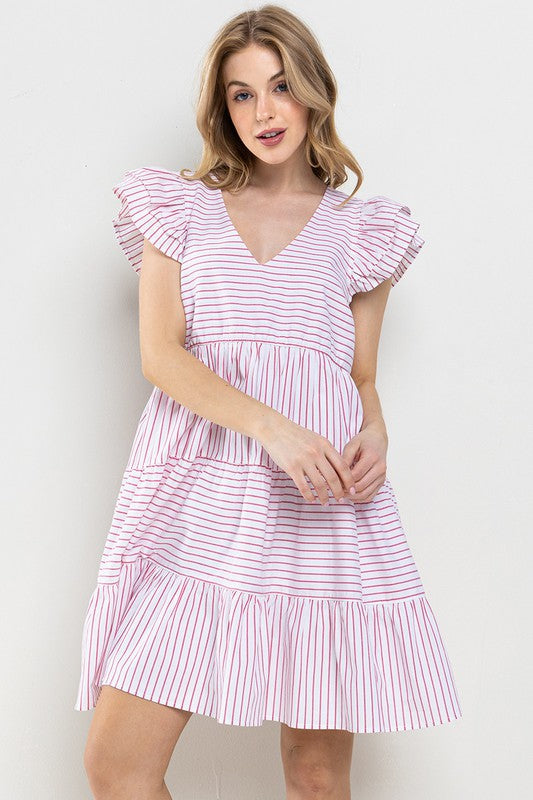 Striped Tiered Mini Dress