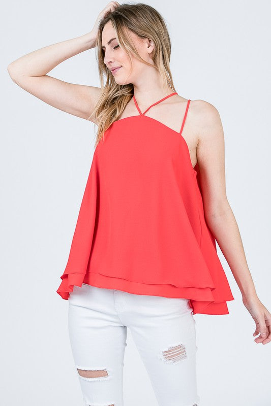 Solid camisole woven top