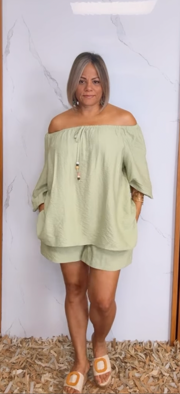 Off-shoulder Top With Beaded Detail