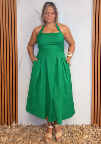 Emerald Halter Midi Dress Emerald Halter Midi Dress