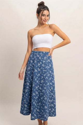 Floral A-line Midi Skirt