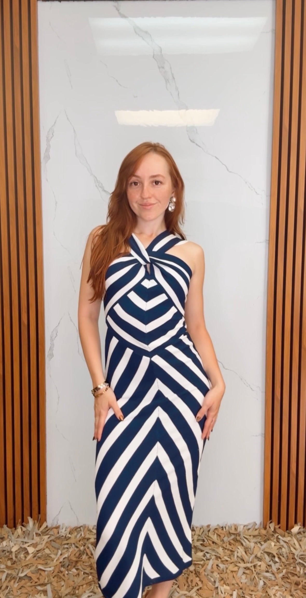Halter Stripe Midi Dress
