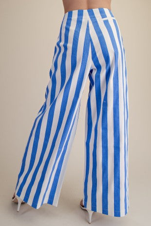 Mid-rise Wide Leg Stripe Pants